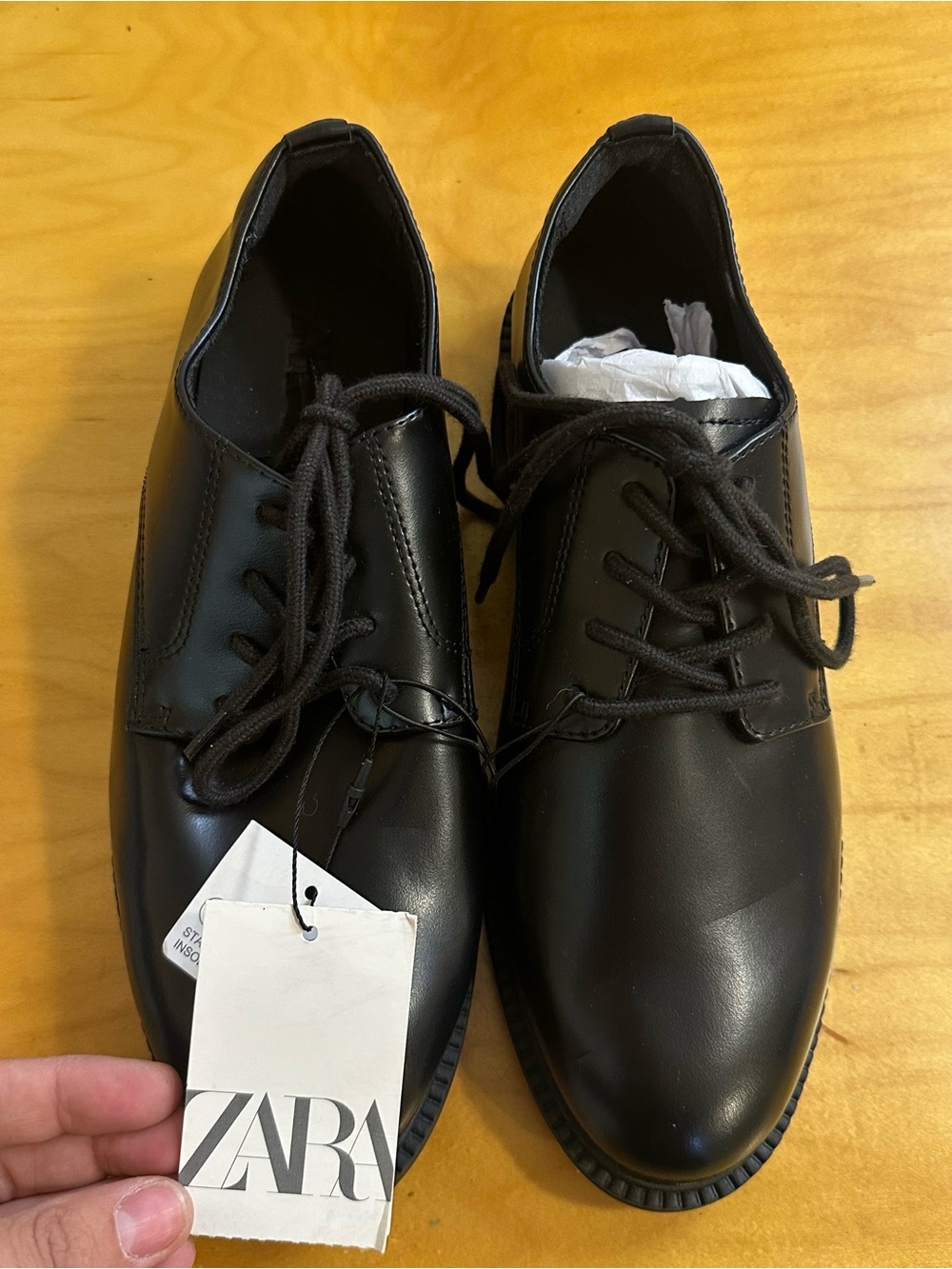 Zara Big Boys Black Dress Shoes Size 5 NWT